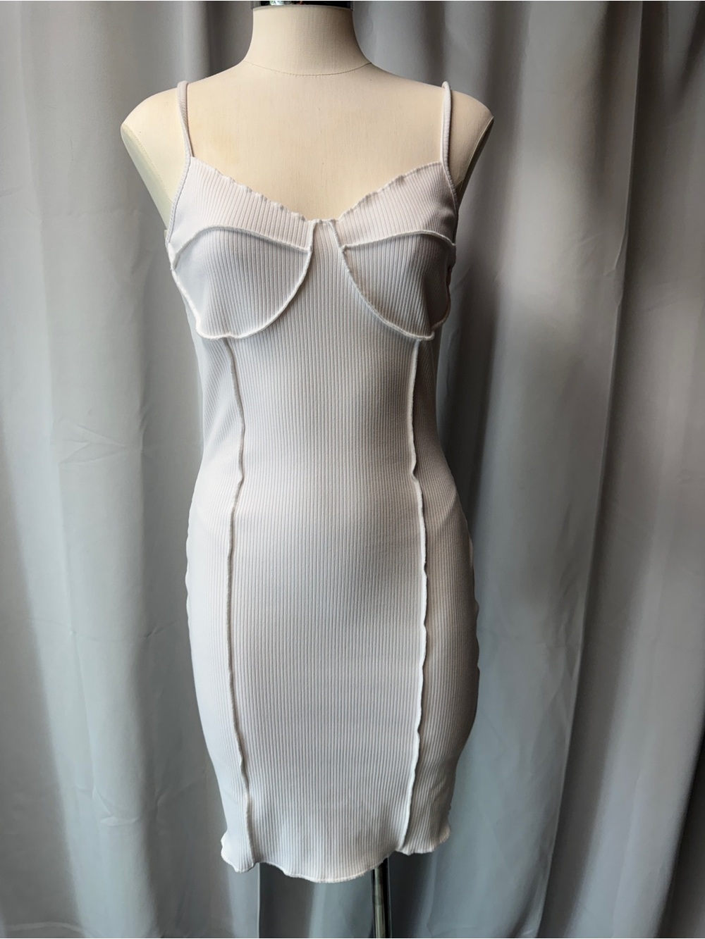 Popular 21 Sleeveless Ribbed Bodycon Slip Dress - White
